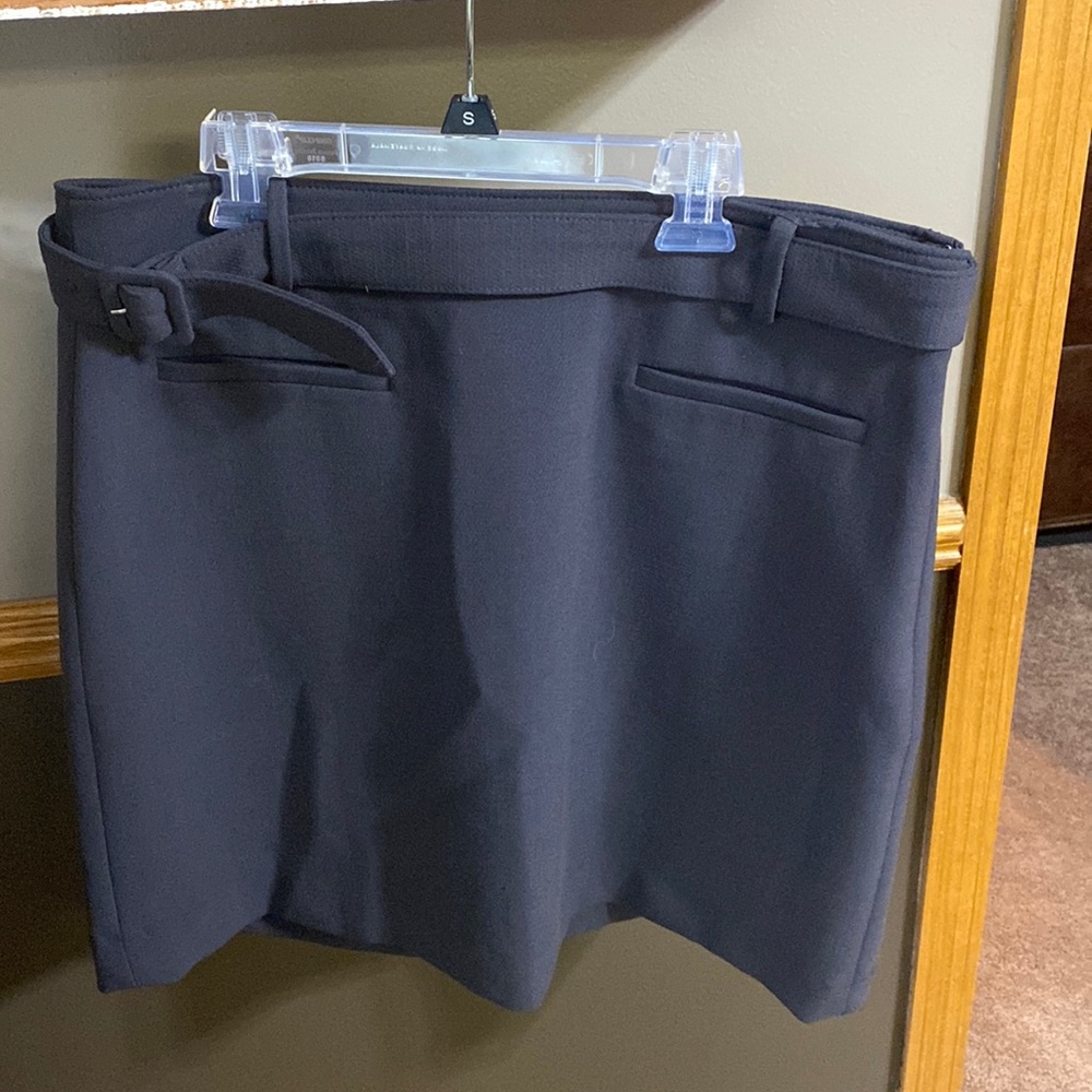 Loft dark gray mini skirt with belt size 12